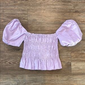 Revolve ASTR The Label Women's Size Large Savina Smocked Purple Blouse
